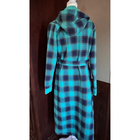 Lands End Serious Sweats Hooded Plaid Robe Belted Cozy Loungewear Size S - Picture 12 of 14